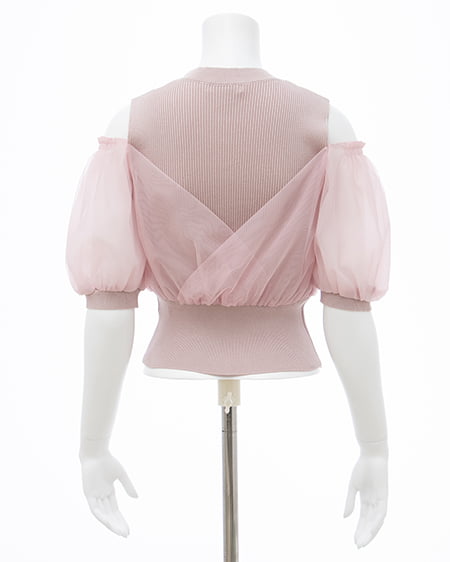 INGNI(イング) チュールカシュクール半袖ニット ピンク