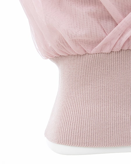 INGNI(イング) チュールカシュクール半袖ニット ピンク